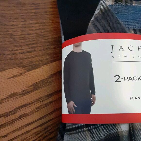 Jachs New York 2-Pack Men's M Waffle Thermal & Flannel Shirt Black Gray Plaid - Picture 3 of 7